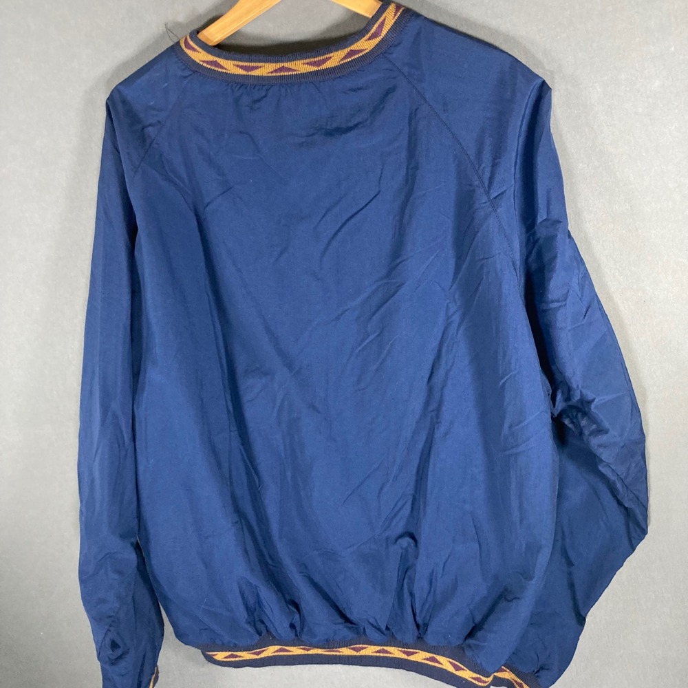 Holloway Mens Pullover Windbreaker Jacket Size L Blue‎ Retro Aztec Trim - Picture 2 of 8